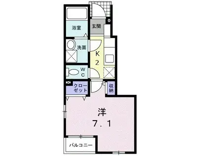 プルーリオン浜田山(1K/1階)の間取り写真