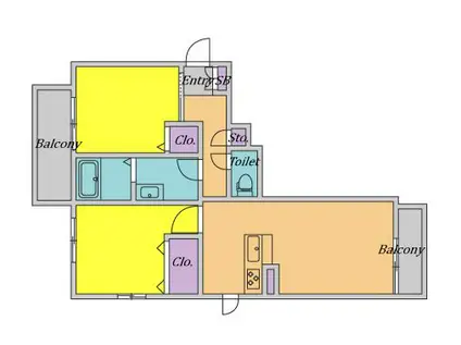 シャーメゾンアルバーロ深江橋(2LDK/2階)の間取り写真