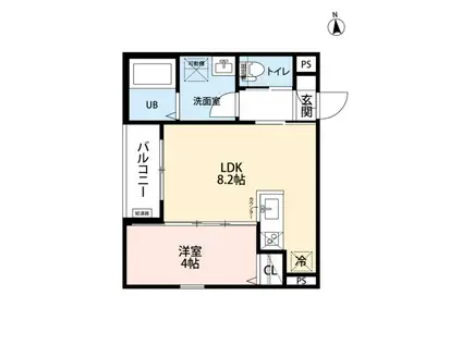 クラムズ黄金(1LDK/2階)の間取り写真