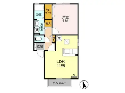 エスポワールI(1LDK/1階)の間取り写真