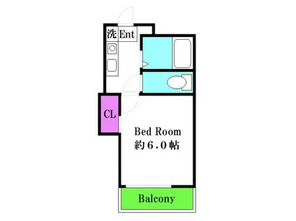 パラスト百合ヶ丘(1K/2階)の間取り写真