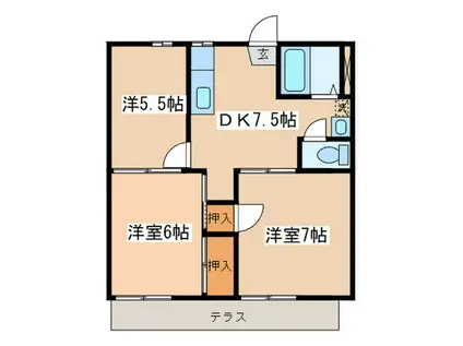 コーポ滝沢A(3DK/1階)の間取り写真