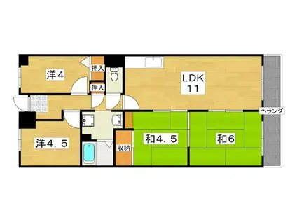 香里園オークヒルズII(4LDK/3階)の間取り写真
