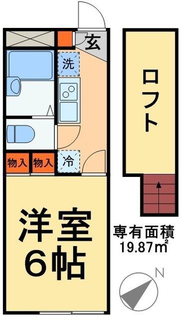 レオパレスワイワイ(1K/2階)の間取り写真
