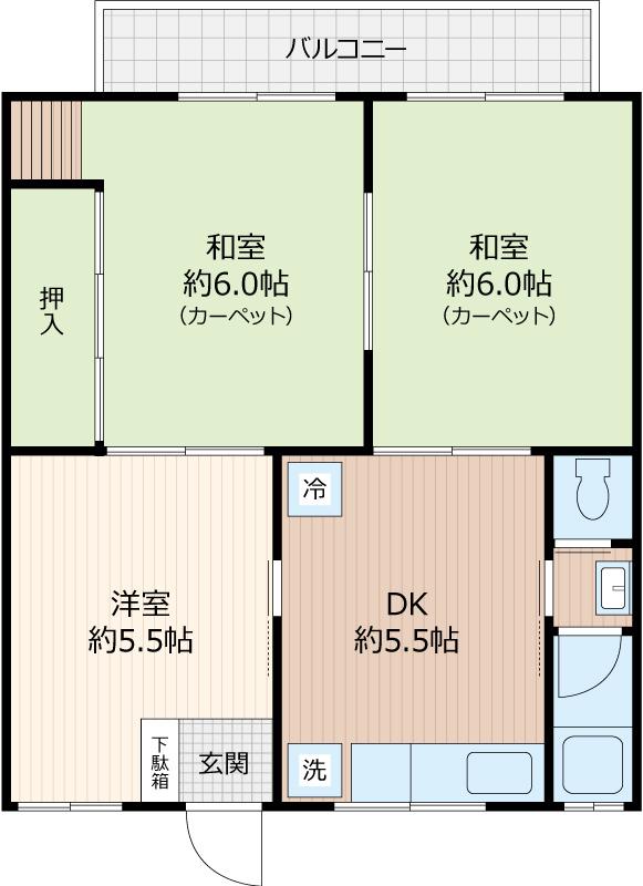 グリーンマンションI(3DK/4階)の間取り写真