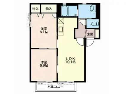 パラダイス(2LDK/1階)の間取り写真