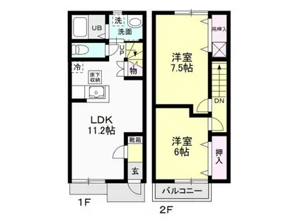 EVER GREEN 中里(2LDK/1階)の間取り写真