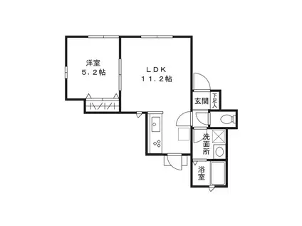 PERCH(1LDK/1階)の間取り写真