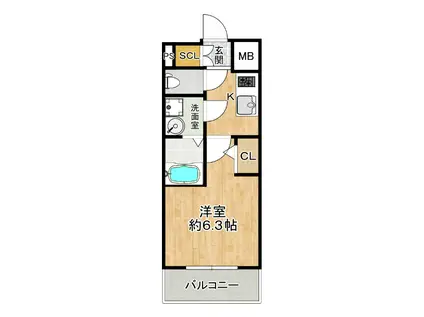 エスリード新北野グランリンク(1K/10階)の間取り写真