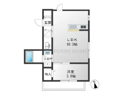 エスポワール上高井戸(1LDK/3階)の間取り写真