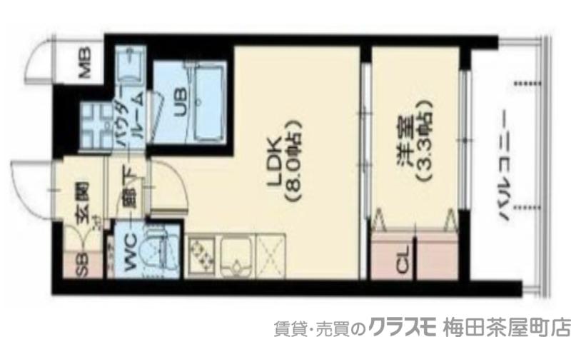 スプランディッド中之島DUE(1LDK/10階)の間取り写真