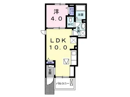 リバーフロント山手I(1LDK/1階)の間取り写真