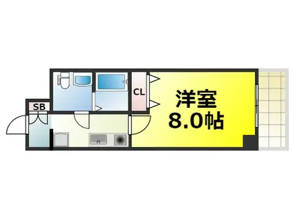 ドミール桜川(1K/3階)の間取り写真