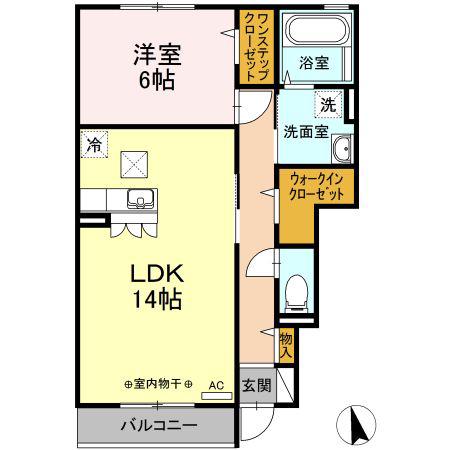 ウイングコート(1LDK/1階)の間取り写真