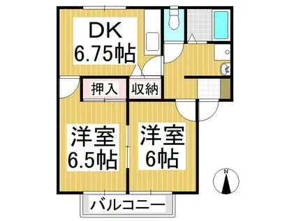 スイートB棟(2DK/1階)の間取り写真