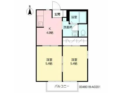 フレグランスアザレア(1LDK/2階)の間取り写真