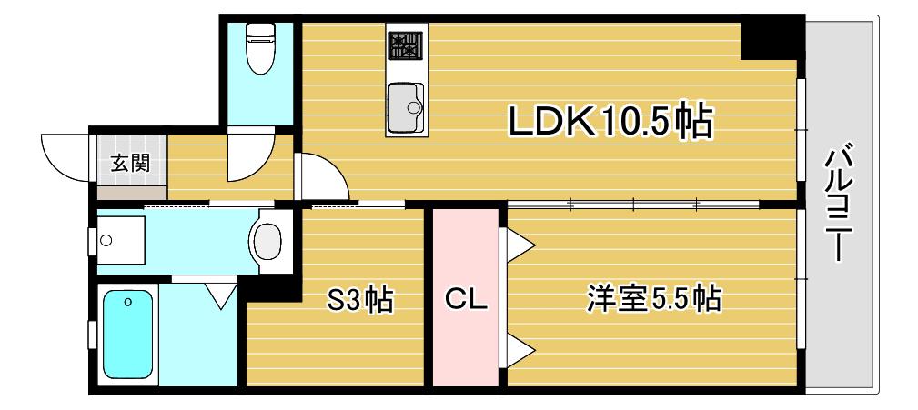 ザ・ヒルズ戸畑(1SLDK/5階)の間取り写真