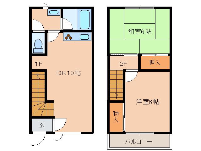 メゾン東浜(2LDK/1階)の間取り写真