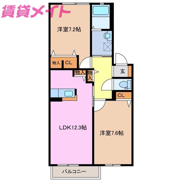 ロゴス・フラーゼ(2LDK/1階)の間取り写真