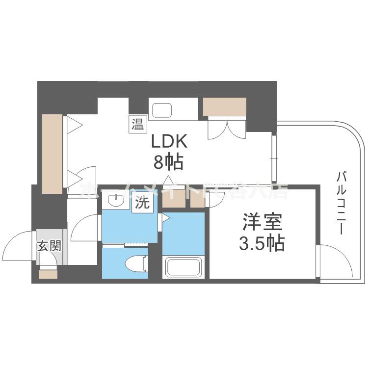 ALZA北浜(1LDK/2階)の間取り写真