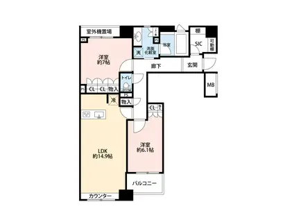 パークハウス エスプラナード(2LDK/9階)の間取り写真