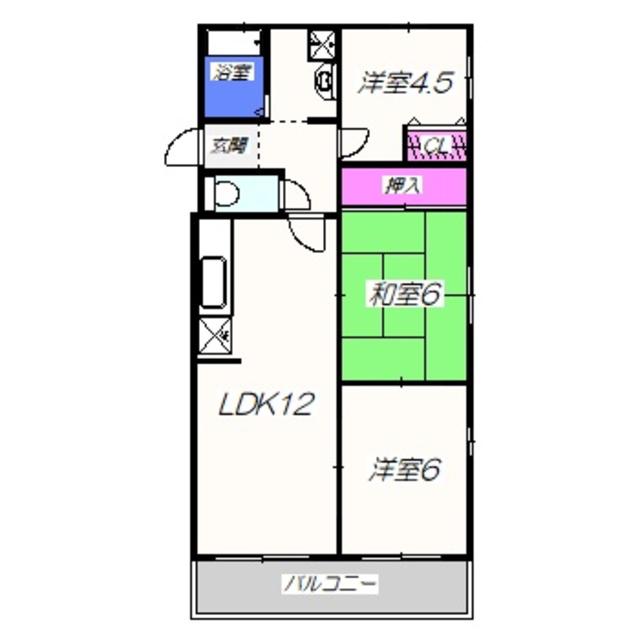 ベルハイツ西尾(3LDK/2階)の間取り写真