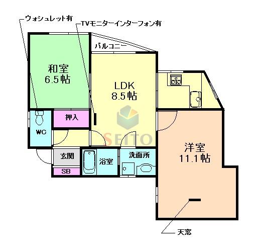 PAO南桜塚(2LDK/1階)の間取り写真