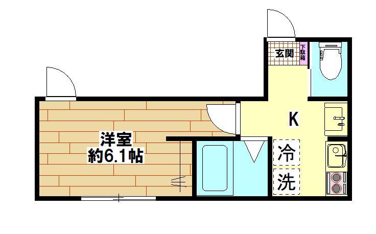 メゾン・トータス川口(1K/3階)の間取り写真
