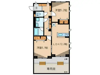 クレイン西日暮里(2LDK/1階)の間取り写真