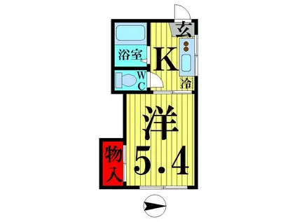 シャトーレ西新井(1K/1階)の間取り写真