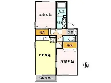 リビングタウン金池J(2DK/1階)の間取り写真