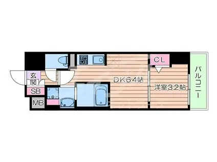 アーバネックス京町堀(1DK/15階)の間取り写真