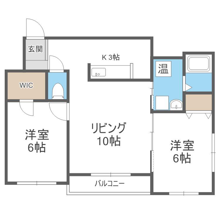 グランディール伏見(2LDK/3階)の間取り写真