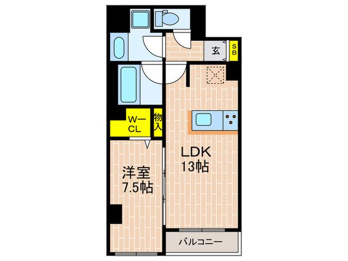 神戸海岸通 萬利RESIDENCE(1LDK/1階)の間取り写真