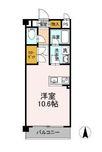長町南クレスト(ワンルーム/2階)の間取り写真