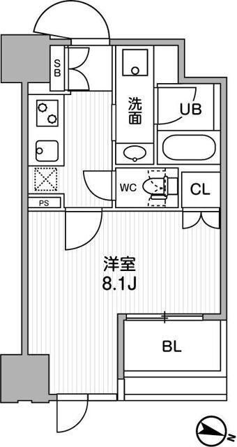 東神田テラスレジデンス(1K/9階)の間取り写真