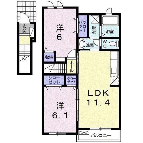 ブライトヒルズMA(2LDK/2階)の間取り写真