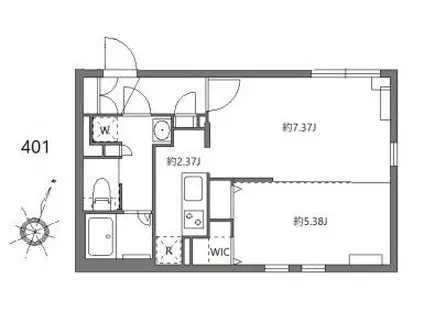 ザハウス中野坂上II(1LDK/4階)の間取り写真
