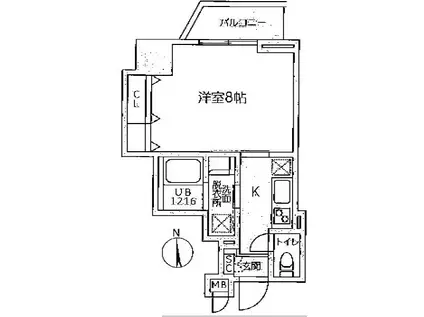 ケイブユシマ(1K/14階)の間取り写真