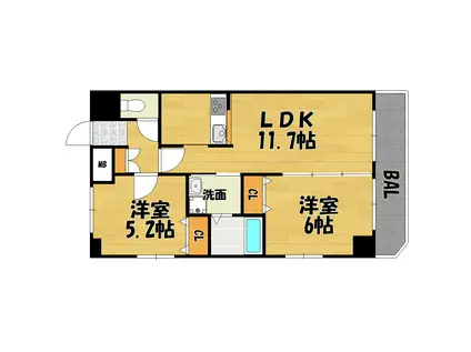 ファミール・パピヨン(2LDK/3階)の間取り写真