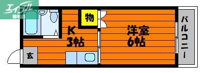 マンションみふね 8号棟(1K/2階)の間取り写真