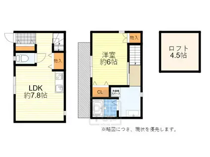 プルミエ桜の町(1DK/1階)の間取り写真