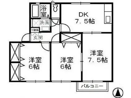 アエル乙島A棟(3DK/2階)の間取り写真