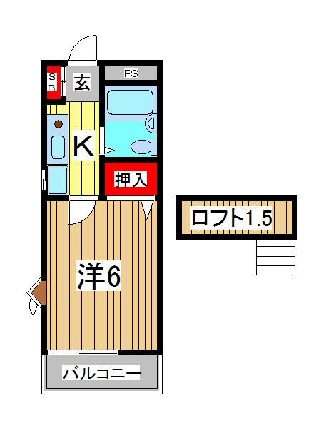 コウケンハイム(1K/2階)の間取り写真