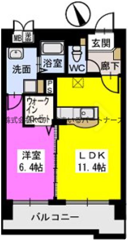 ベスタ櫛原(1LDK/6階)の間取り写真
