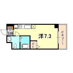 ラウェゾン中道(ワンルーム/4階)の間取り写真