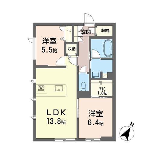 テレノ・エレヴァド(2LDK/1階)の間取り写真
