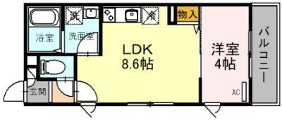 ゼフィルス(1LDK/3階)の間取り写真
