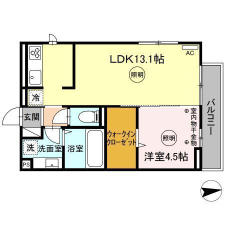 QUATTROSOLDI花畑(1LDK/2階)の間取り写真