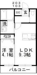 シャルール(1LDK/2階)の間取り写真
